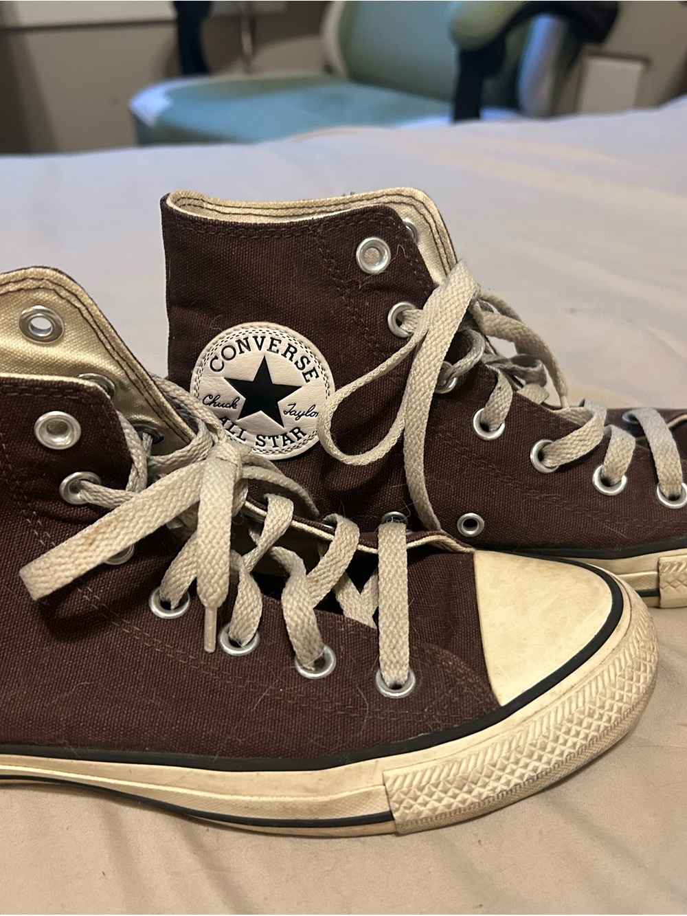 Converse Kids High-Top Sneakers in Brown and Cream